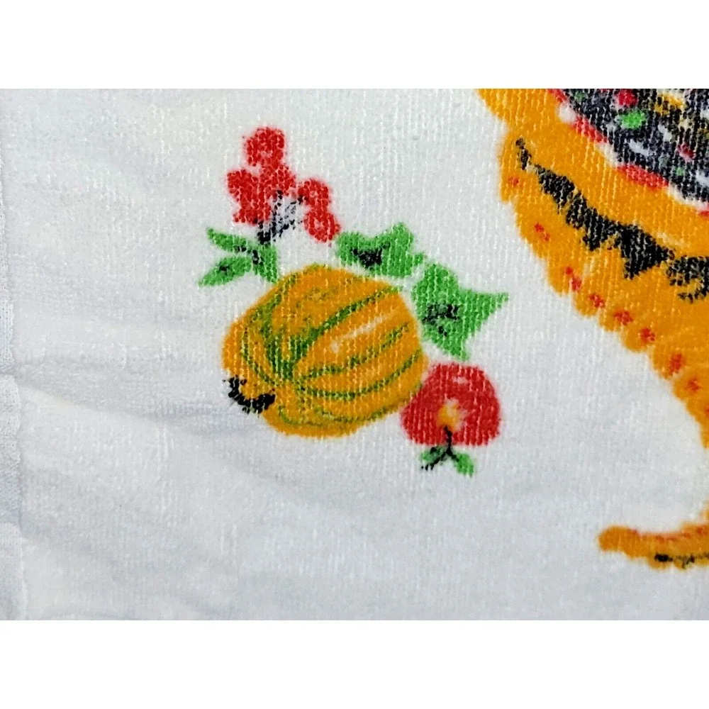Vintage 1970s Cornucopia Dish Hand Towel Kitchen Small 24